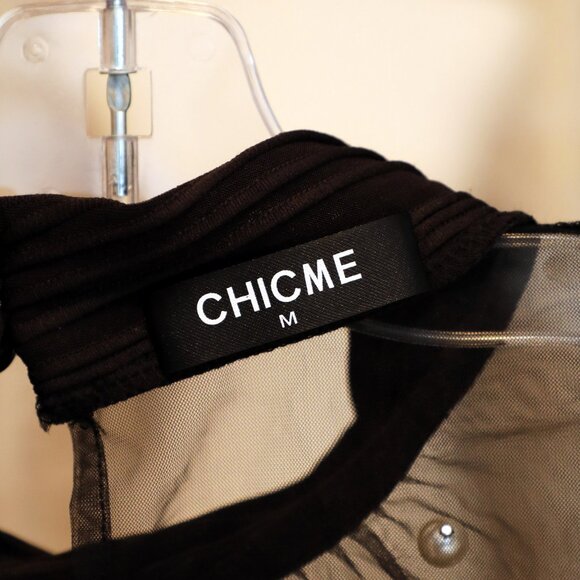Chicme Black Holiday Blouse Size M (NWT) - Picture 3 of 3